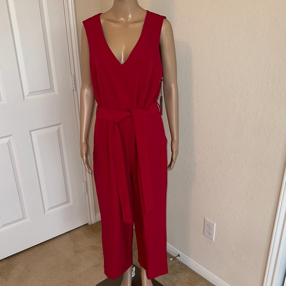 Vince Camuto Pants - NWT Vince Camuto Vibrant Red V-Neck Jumpsuit Size 14